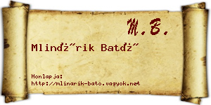 Mlinárik Bató névjegykártya